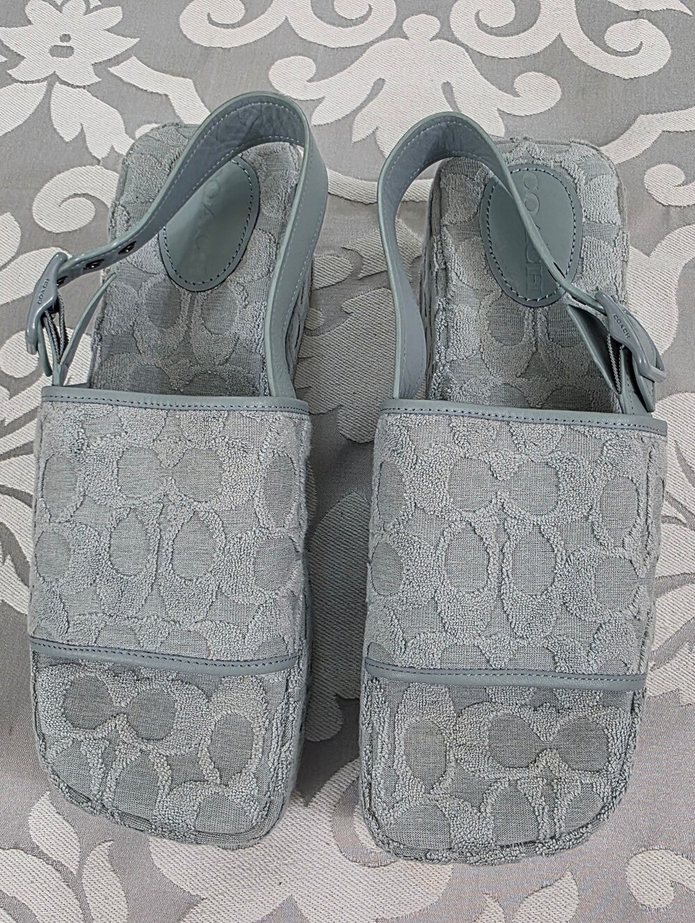Coach Noelle Signature Sandals Baby Blue Terry Cloth Womens Platform Sz 9.5 B - Picture 3 of 15